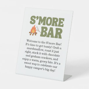 Happy Camper S'more Bar Kids Birthday Pedestal Sign