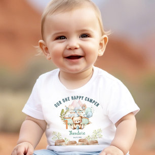 Happy Camper Summer 1st Birthday Boy Baby Bodysuit