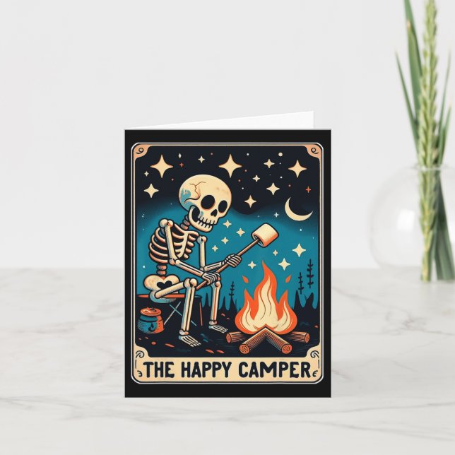 Happy Camper Tarot Card Skeleton Camper Funny Camp (Front)