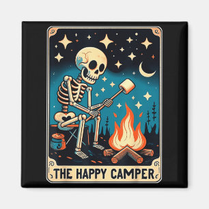 Happy Camper Tarot Card Skeleton Camper Funny Magnet
