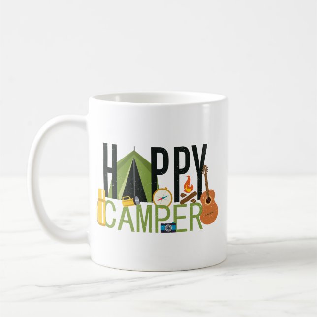 Happy Camper Tent Camping Coffee Mug (Left)