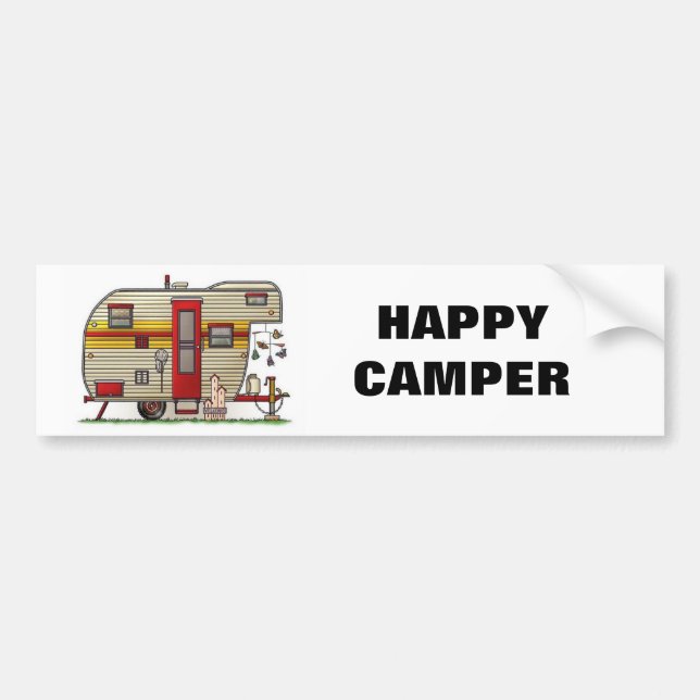 Happy Camper Trailer Bumper Sticker (Front)