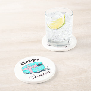 Happy Camper Trailer Camping Coaster