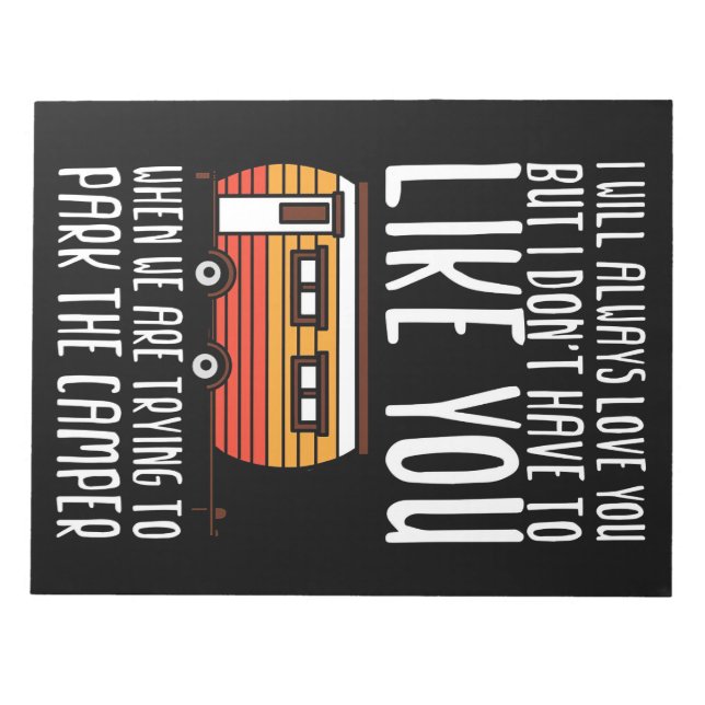 Happy Camper Trailer Camping Couple Notepad (Front)