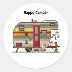 Happy Camper Trailer Classic Round Sticker