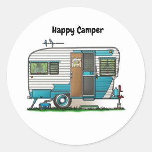 Happy Camper Trailer Classic Round Sticker
