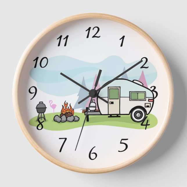 Happy Camper Trailer Large Clock (Front)