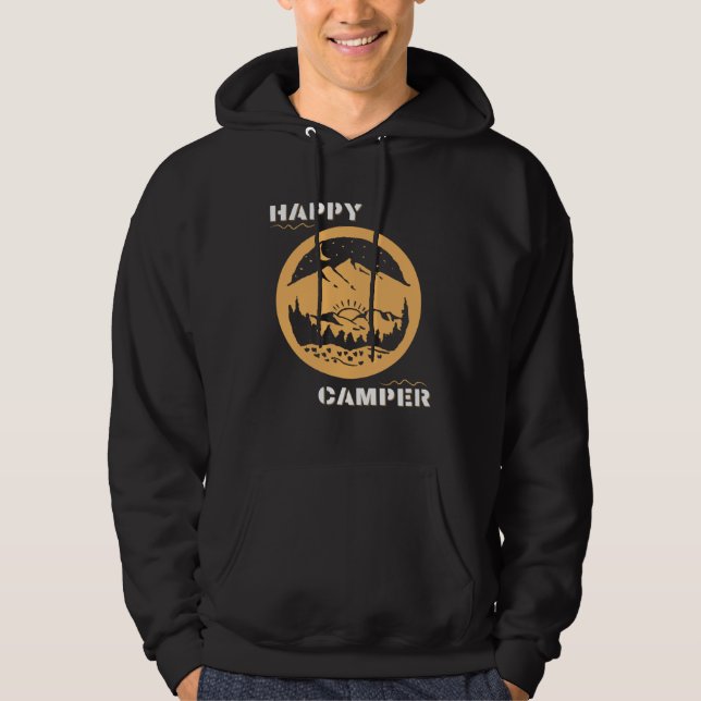 Happy Camper Travel Adventure Hike Wander Backpack Hoodie (Front)
