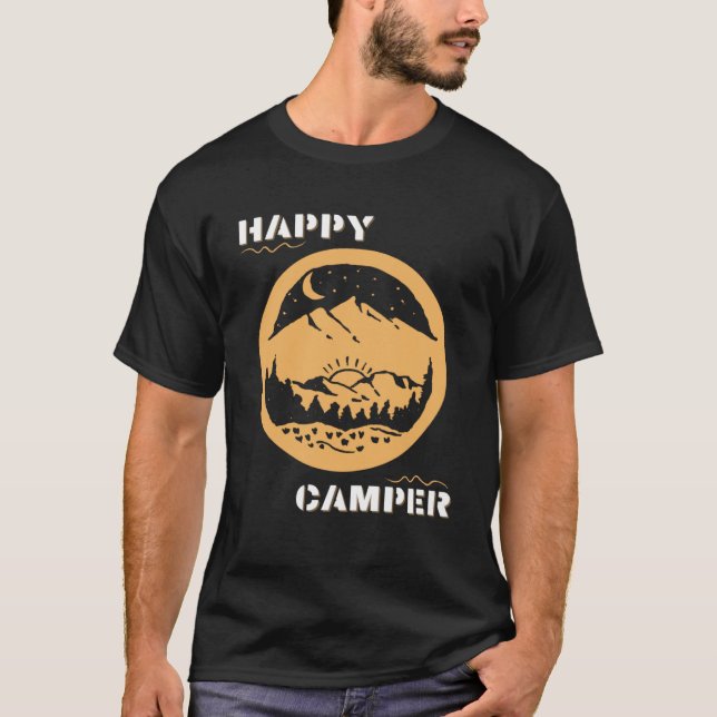 Happy Camper Travel Adventure Hike Wander Backpack T-Shirt (Front)
