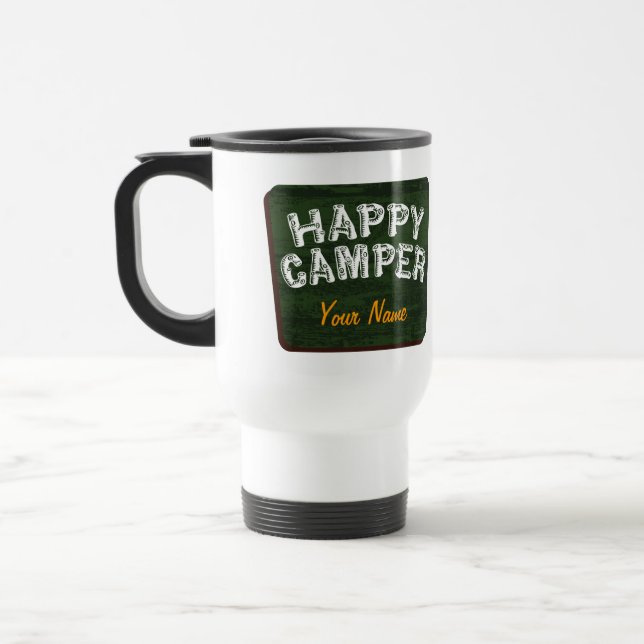 Happy Camper Travel Coffee Mug (Left)