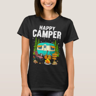 Happy camper trees stars and camp trailer T-Shirt