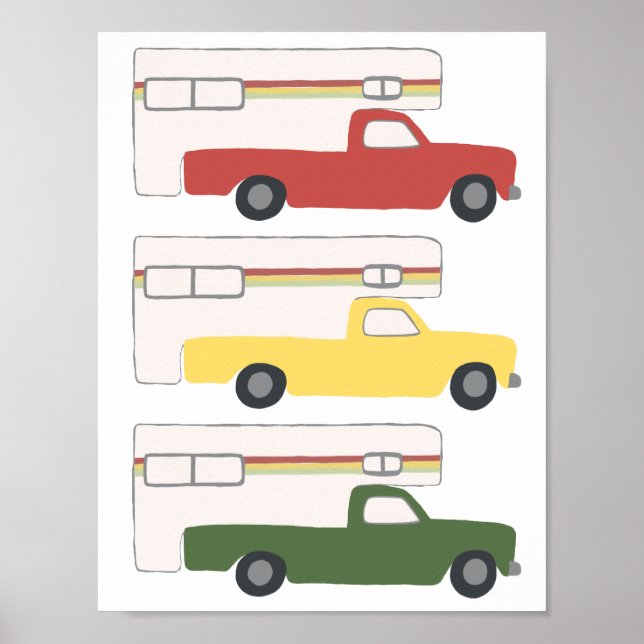 Happy Camper Truck Camping RV Rasta Art Poster (Front)