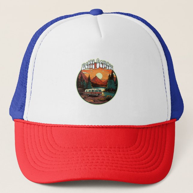 Happy Camper Trucker Hat (Front)