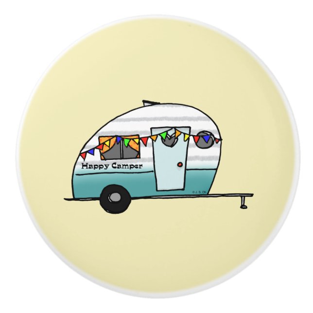 Happy Camper van Ceramic Knob (Front)
