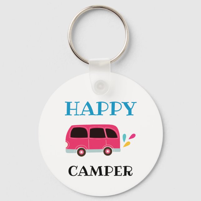 Happy Camper Van Cute Cartoon Custom  Key Ring (Front)