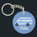 HAPPY CAMPER Van RV Motorhome Campervan CUSTOM  Key Ring<br><div class="desc">Customise this cute keychain with your own text,  your name or anything else you like. Get ready for your road trip with this motorhome design,  hand drawn by me for you! Check my shop for lots more matching items!</div>