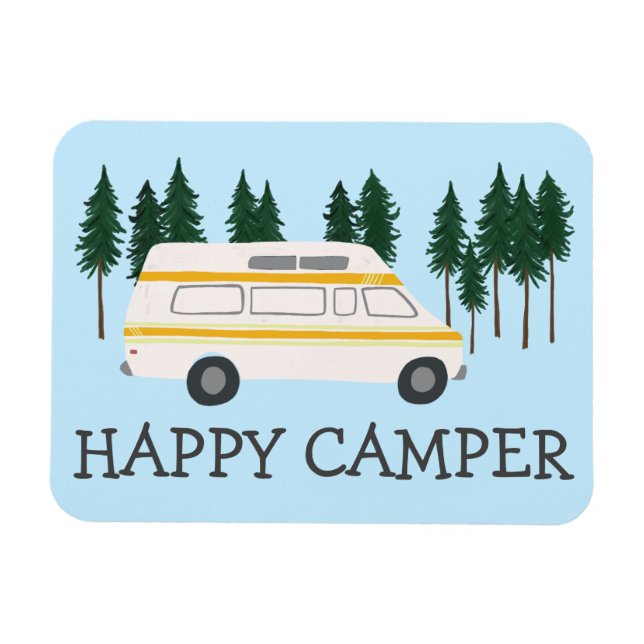HAPPY CAMPER Vanlife RVing Motorhome Trees Magnet (Horizontal)