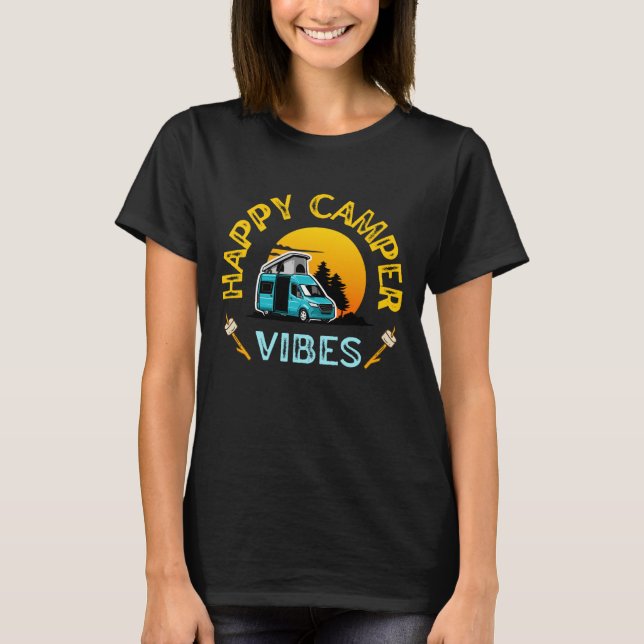 Happy Camper Vibes Retro Camping Tee (Front)