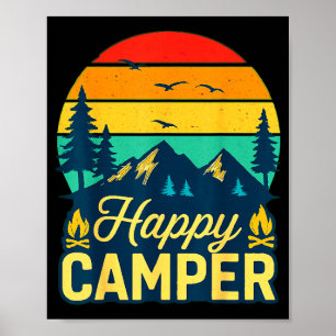 Happy camper vintage outdoor adventure poster