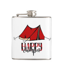 Happy Camper Vinyl Wrapped Flask