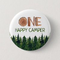 Happy Camper Watercolor Wooden One Rustic