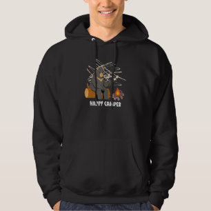 Happy Camper With Black Bear Roasting Marshmallow  Hoodie