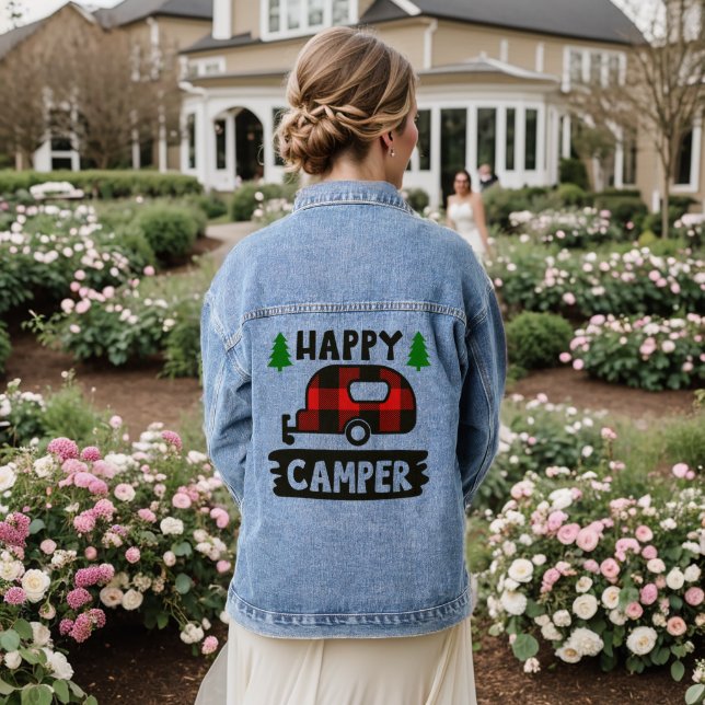 Happy Camper Women's Denim Jacket (Wedding Back)
