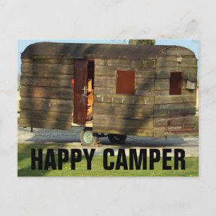 Happy Camper Wooden Camper Trailer Postcards