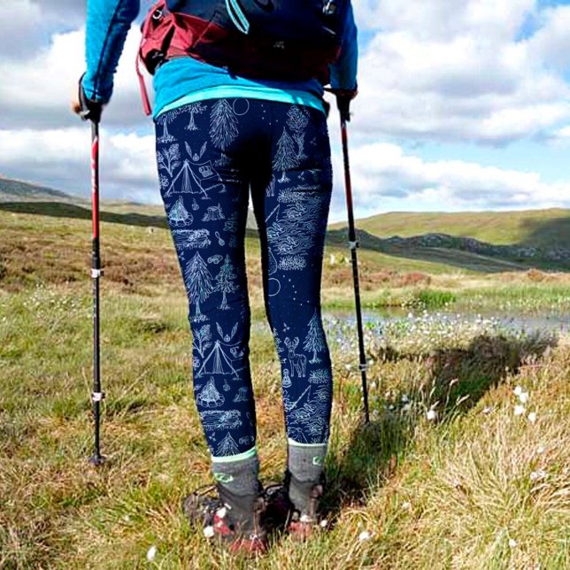 Happy Camper Woodland Mountain Camping Outdoors  Leggings (Creator Uploaded)