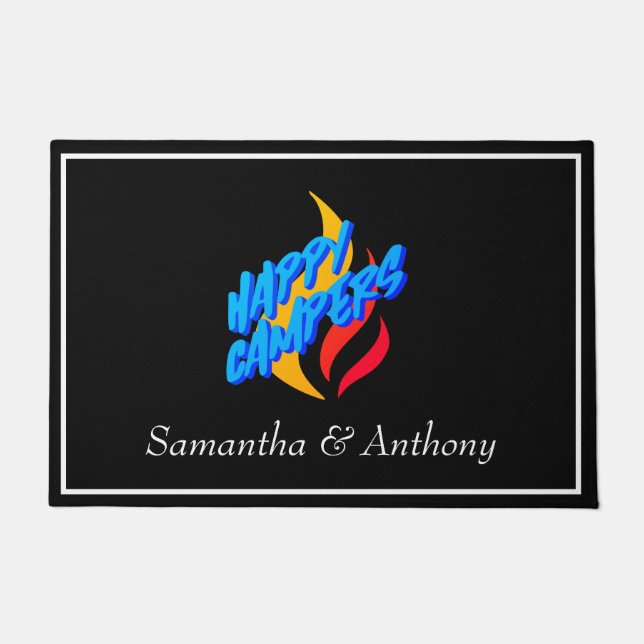 Happy Campers Any Name RV Cabin Framed Graphic Doormat (Front)