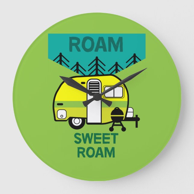 Happy Campers | Caravaner | Camper Throw Pillow Mu Large Clock (Front)