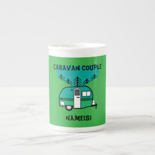 Happy Campers Caravanning Funny Caravans Two-Tone Bone China Mug