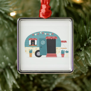 **HAPPY CAMPER'S CHRISTMAS ORNAMENT** METAL ORNAMENT