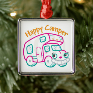 **HAPPY CAMPER'S CHRISTMAS ORNAMENT** METAL ORNAMENT