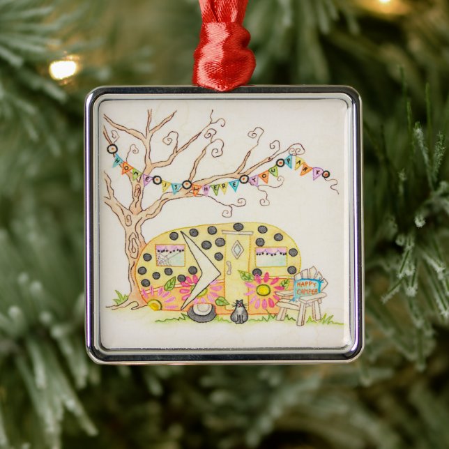 **HAPPY CAMPER'S CHRISTMAS ORNAMENT** METAL ORNAMENT (Tree)