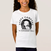 Happy Campers Family Name Camping Trip Black White T-Shirt (Front)