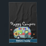 Happy Campers Family Name Tea Towel<br><div class="desc">Fun custom family name with Happy Campers text! A cute addition to your campsite. All text is adjustable. Artwork by Valarie Wade.</div>