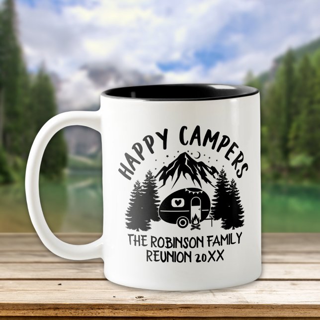 Happy Campers Family Road Trip Two-Tone Coffee Mug (Creator Uploaded)