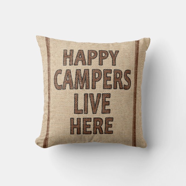 Happy Campers Flour Sack Cushion (Front)