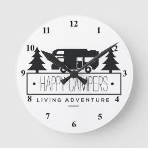 Happy Campers   Funny Retirement RV Retired RVer Round Clock