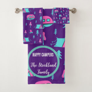Happy Campers Personalised RV and Camping Bath Towel Set