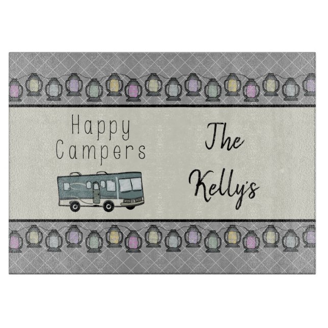 Happy Campers Personalised RV Cutting Board (Front)