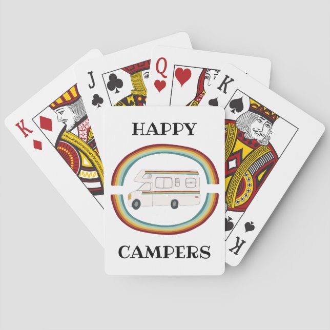 HAPPY CAMPERS Rainbow Retro Motorhome RV Playing Cards (Back)