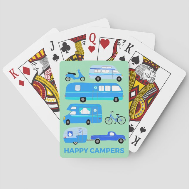 HAPPY CAMPERS Retro Motorhome RV Trailers Playing Cards (Back)