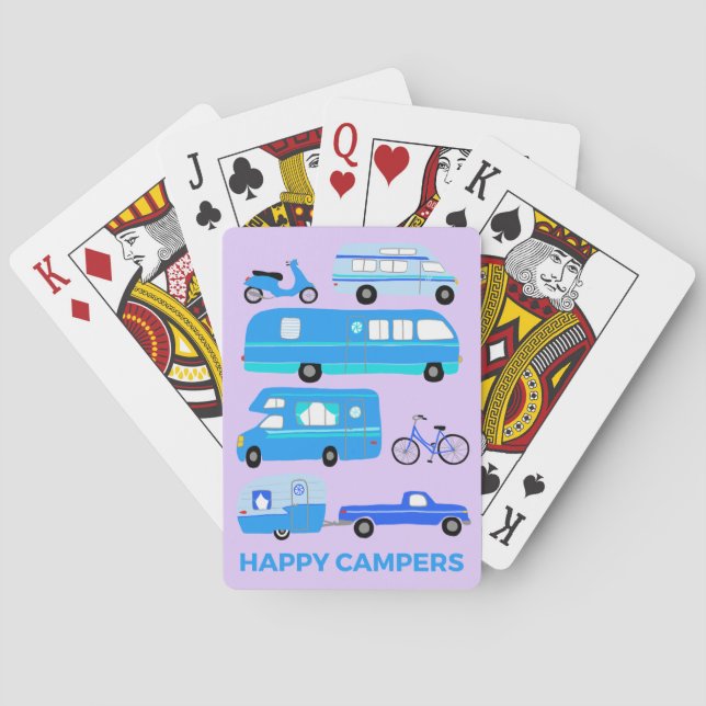 HAPPY CAMPERS Retro Motorhome RV Trailers Playing Cards (Back)