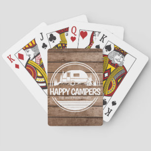 Happy Campers Rustic Wood Camping Playing Cards