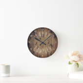 Happy Campers Rustic Wood | Retirement RV Camping Round Clock (Home)