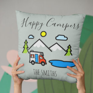 Happy Campers RV Personalise Camping  Mountains Cushion