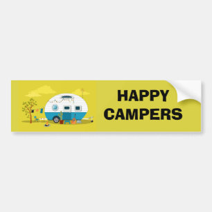 Happy Campers Trailer Bumper Sticker
