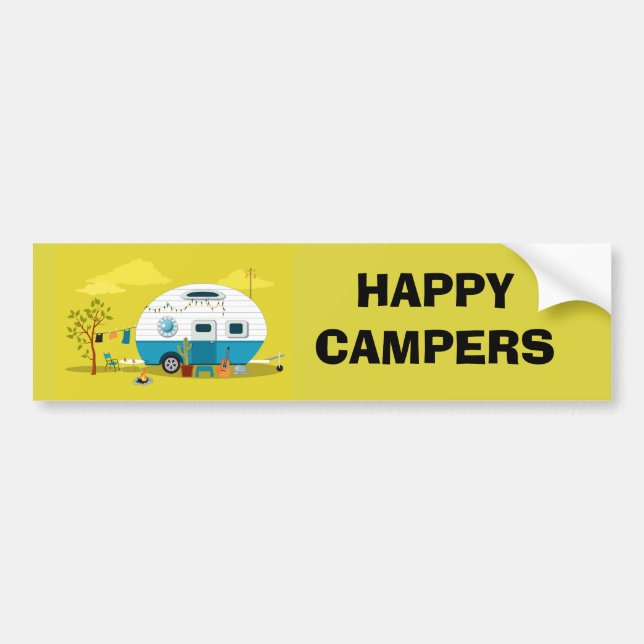 Happy Campers Trailer Bumper Sticker (Front)